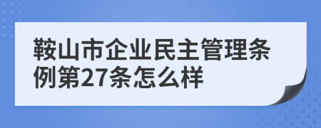 鞍山市企业民主管理条例第27条怎么样