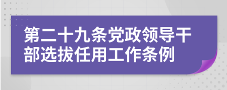 第二十九条党政领导干部选拔任用工作条例