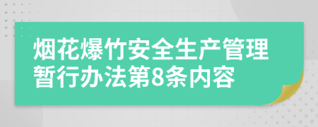 烟花爆竹安全生产管理暂行办法第8条内容
