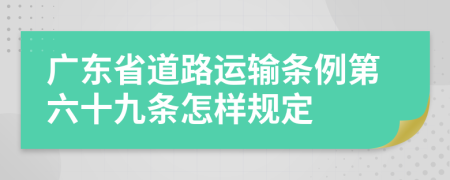 广东省道路运输条例第六十九条怎样规定