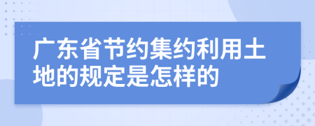 广东省节约集约利用土地的规定是怎样的