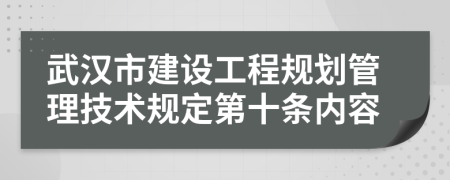 武汉市建设工程规划管理技术规定第十条内容