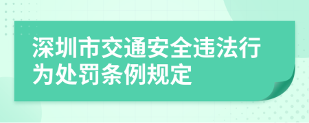 深圳市交通安全违法行为处罚条例规定