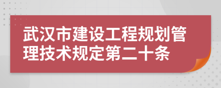 武汉市建设工程规划管理技术规定第二十条