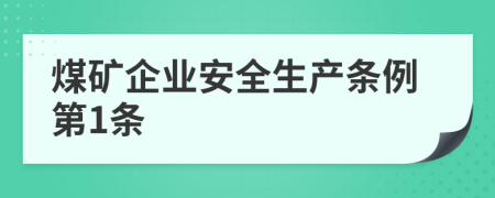 煤矿企业安全生产条例第1条