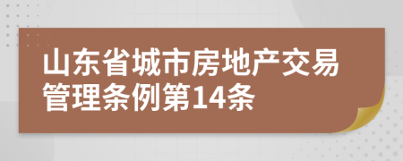 山东省城市房地产交易管理条例第14条