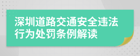 深圳道路交通安全违法行为处罚条例解读