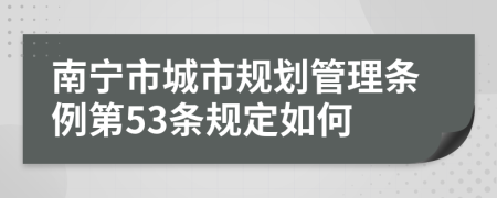 南宁市城市规划管理条例第53条规定如何