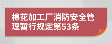 棉花加工厂消防安全管理暂行规定第53条