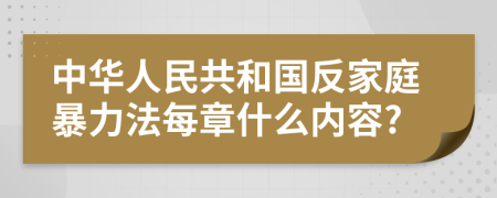 中华人民共和国反家庭暴力法每章什么内容?