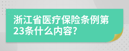 浙江省医疗保险条例第23条什么内容?