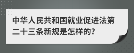 中华人民共和国就业促进法第二十三条新规是怎样的?