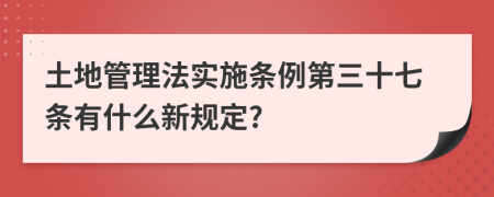 土地管理法实施条例第三十七条有什么新规定?