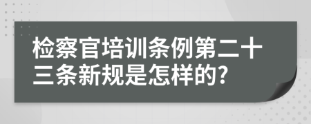 检察官培训条例第二十三条新规是怎样的?