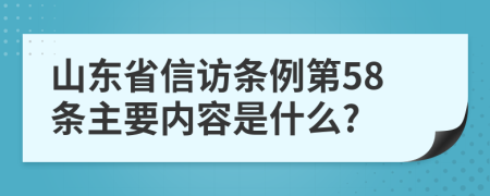 山东省信访条例第58条主要内容是什么?