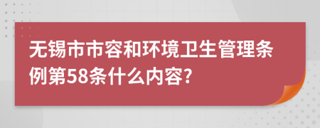 无锡市市容和环境卫生管理条例第58条什么内容?