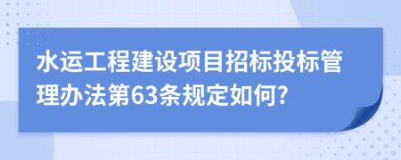 水运工程建设项目招标投标管理办法第63条规定如何?