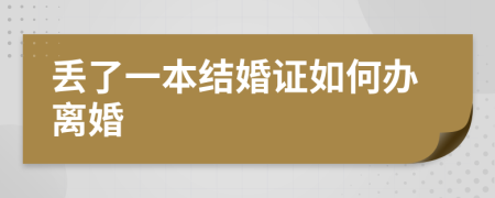 丢了一本结婚证如何办离婚