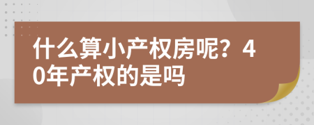 什么算小产权房呢？40年产权的是吗