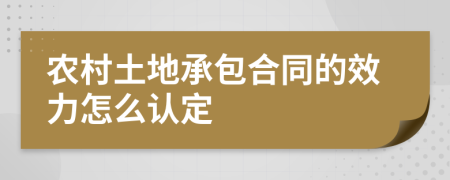 农村土地承包合同的效力怎么认定