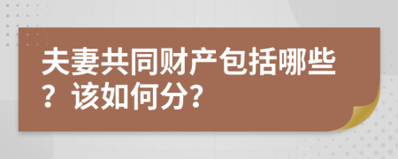夫妻共同财产包括哪些？该如何分？