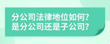 分公司法律地位如何？是分公司还是子公司？