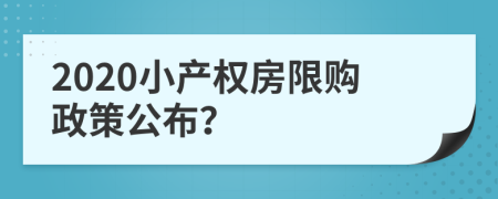 2020小产权房限购政策公布？