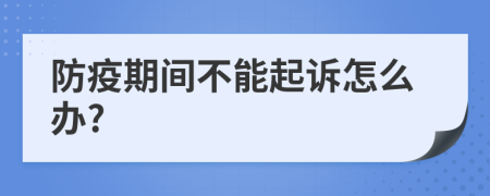 防疫期间不能起诉怎么办?