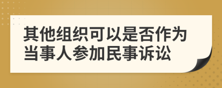 其他组织可以是否作为当事人参加民事诉讼