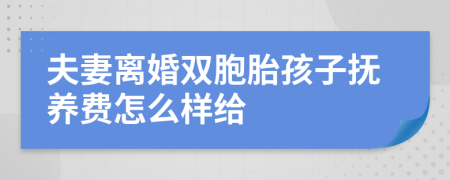 夫妻离婚双胞胎孩子抚养费怎么样给