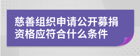 慈善组织申请公开募捐资格应符合什么条件