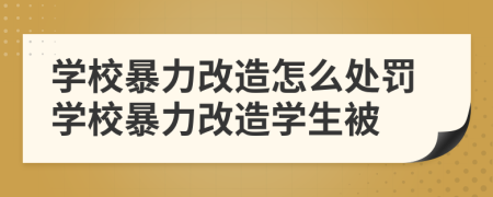 学校暴力改造怎么处罚学校暴力改造学生被