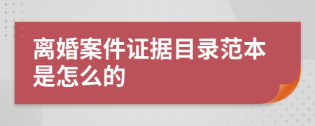 离婚案件证据目录范本是怎么的