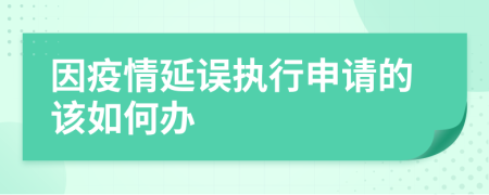 因疫情延误执行申请的该如何办