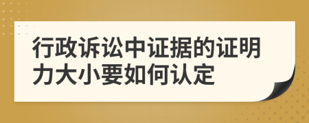 行政诉讼中证据的证明力大小要如何认定