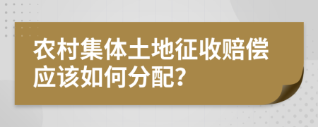 农村集体土地征收赔偿应该如何分配？