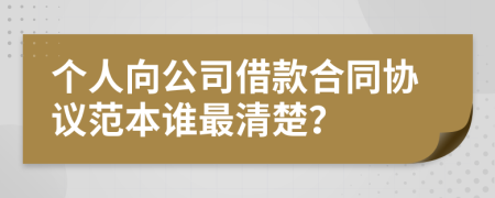 个人向公司借款合同协议范本谁最清楚？