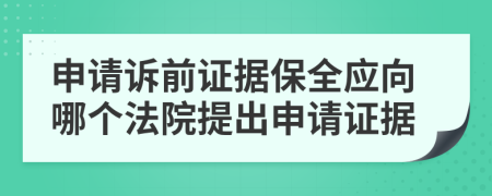 申请诉前证据保全应向哪个法院提出申请证据