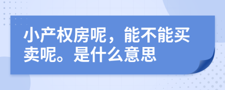 小产权房呢，能不能买卖呢。是什么意思