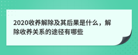 2020收养解除及其后果是什么，解除收养关系的途径有哪些