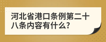 河北省港口条例第二十八条内容有什么?