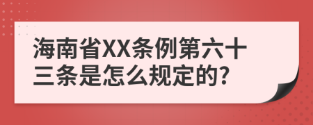 海南省XX条例第六十三条是怎么规定的?