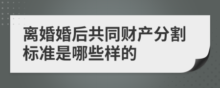 离婚婚后共同财产分割标准是哪些样的