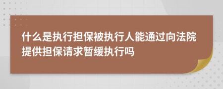 什么是执行担保被执行人能通过向法院提供担保请求暂缓执行吗