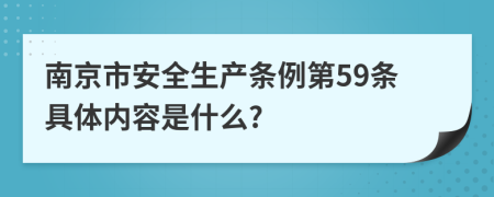 南京市安全生产条例第59条具体内容是什么?