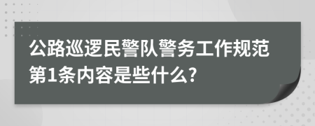 公路巡逻民警队警务工作规范第1条内容是些什么?