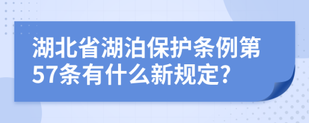 湖北省湖泊保护条例第57条有什么新规定?