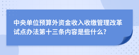 中央单位预算外资金收入收缴管理改革试点办法第十三条内容是些什么?