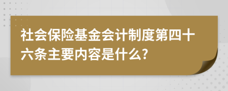 社会保险基金会计制度第四十六条主要内容是什么?