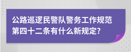 公路巡逻民警队警务工作规范第四十二条有什么新规定?